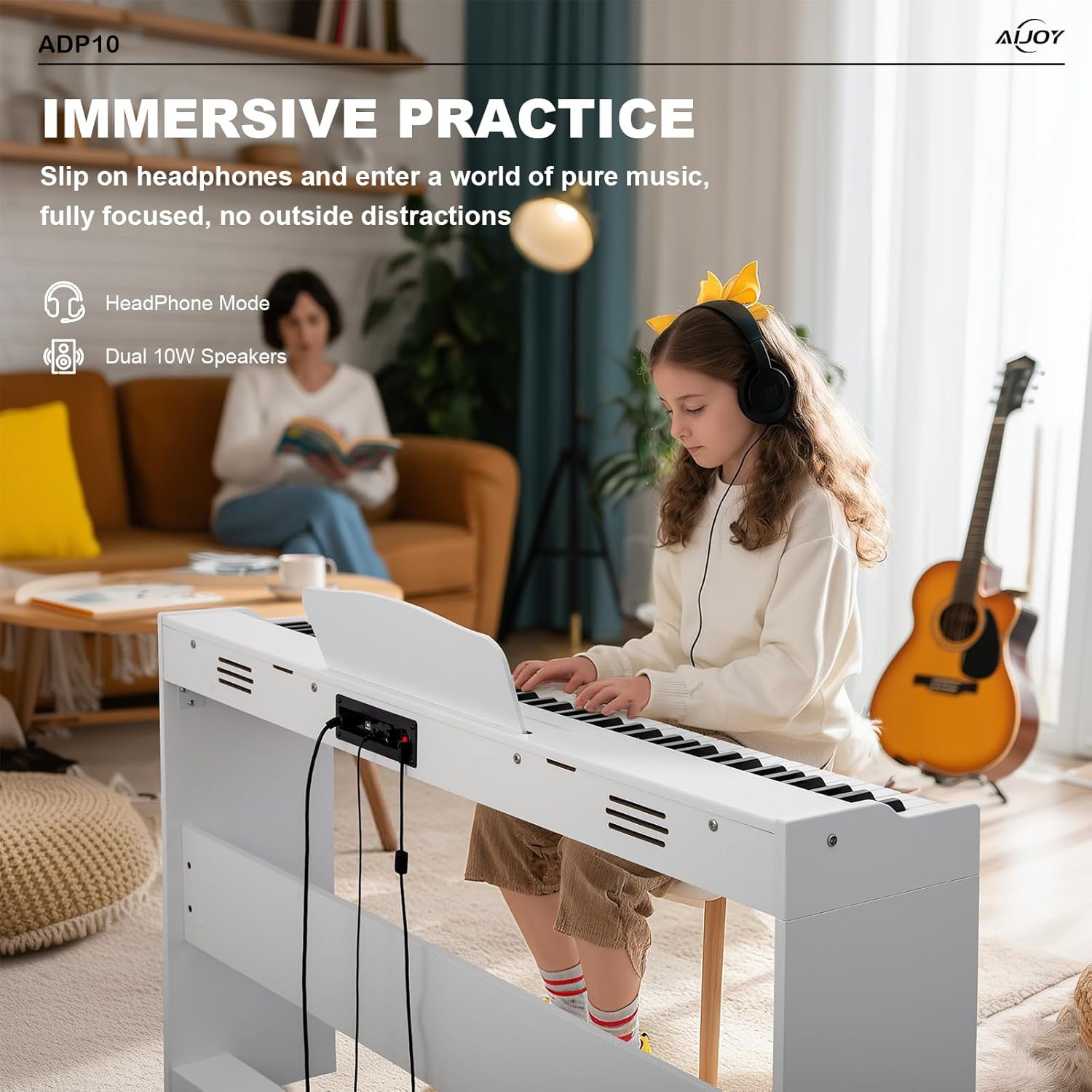 AiJoy 88-Key Digital Piano with Velocity-Sensitive Keys + AiJoy Duet Piano Bench with Storage