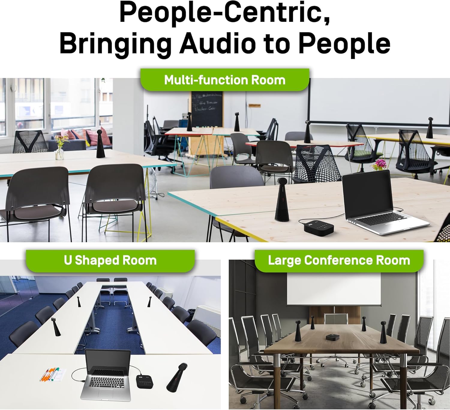 IPEVO Vocal HUB Wireless Pair up to 6 Conference Speakers/Microphones Vocal, 360°Voice Pickup, Two-WayAI Noise Reduction, Audio Synchronization, USB or Bluetooth or Line in/Out Connected Modes