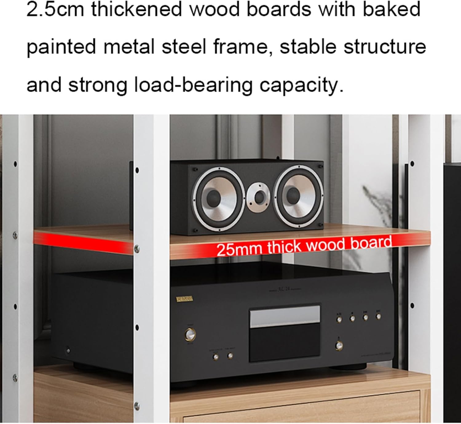 Movable Media Stand 4-Tier Movable Audio Tower AV Media Stand CD Player Stand Stereo Component Storage Cabinet and Open Media Center and Drawer (Color : A, Si