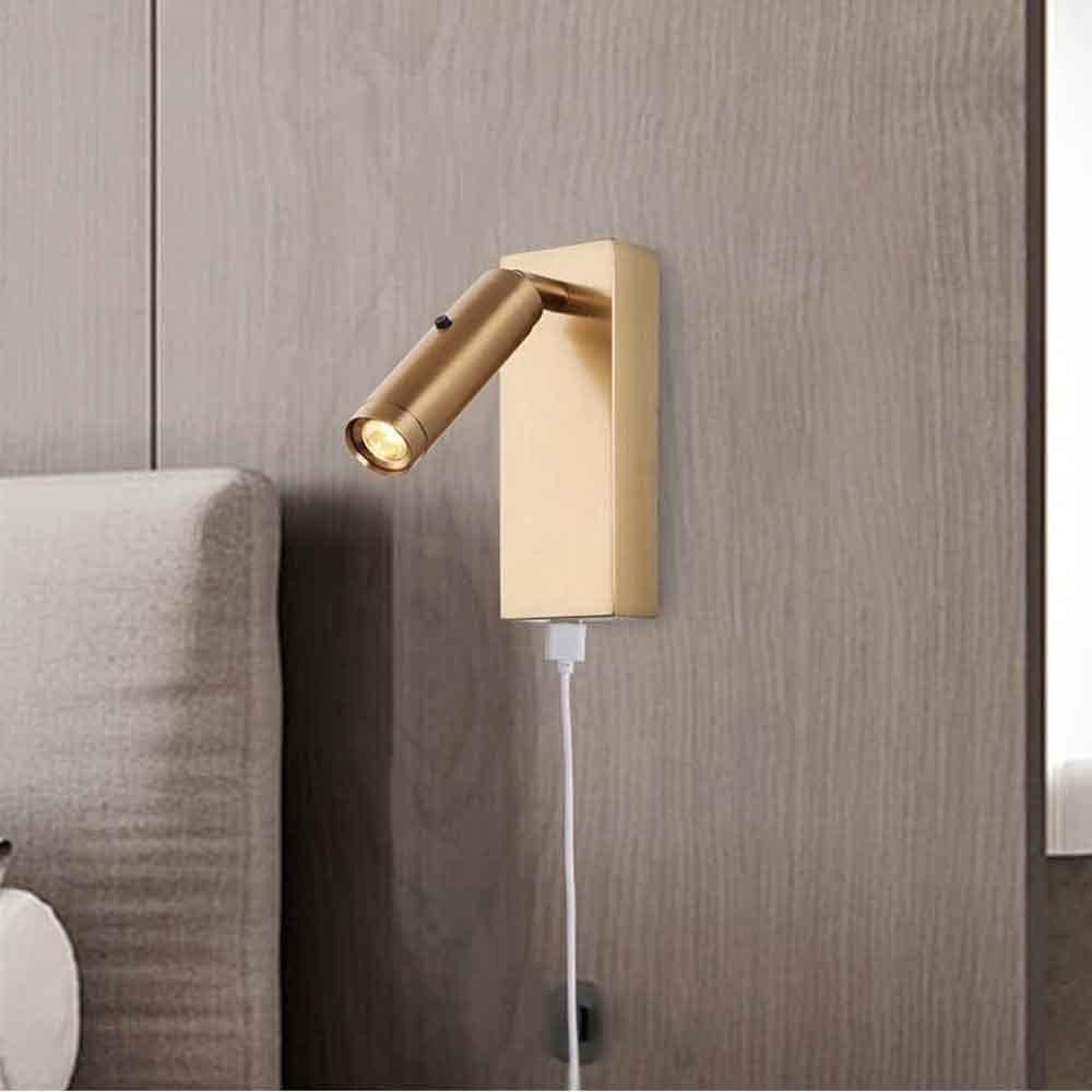 LED Wall Light Sconce Set of 2,Wall Mounted Lamp Headboard Reading Light with USB Charging Port, for Indoor Decor Bedroom LIiving Room Vanity Light Fixture Lámpara de Pared (Color : Copper)