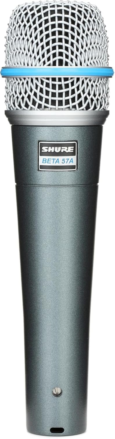 Shure Beta 57A Supercardioid Dynamic Instrument Microphone with Tripod Stand and XLR Cable for Studio or Live Performance