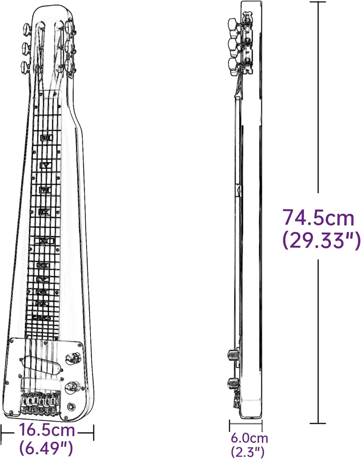 Lap Steel Guitar, Slide Steel Guitar Electric, 6 Strings Slotted Head Stock Guitars with Gig Bag & Slide Bar (Black Color)