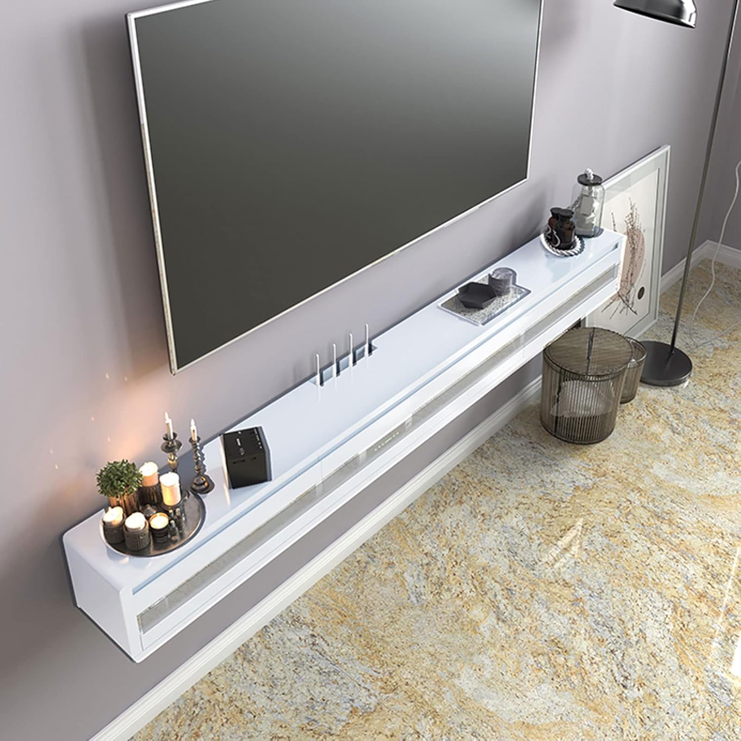 Wall mounted TV Cabinet Floating Shelf Wall Cabinet Entertainment Unit TV Stand TV Media Console Audio-visual Equipment Shelves Gaming Shelf TV bracket Wall Mount Corner Shelves Ledge Display Shelf