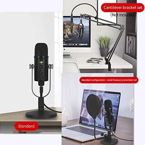 USB Condenser Microphone Compatible with PC/iPhone/Android,Computer Mic with Noise Cancelling & Reverb, Studio Microphone for Voice and Music Recording,Podcasting,Streaming,Gaming
