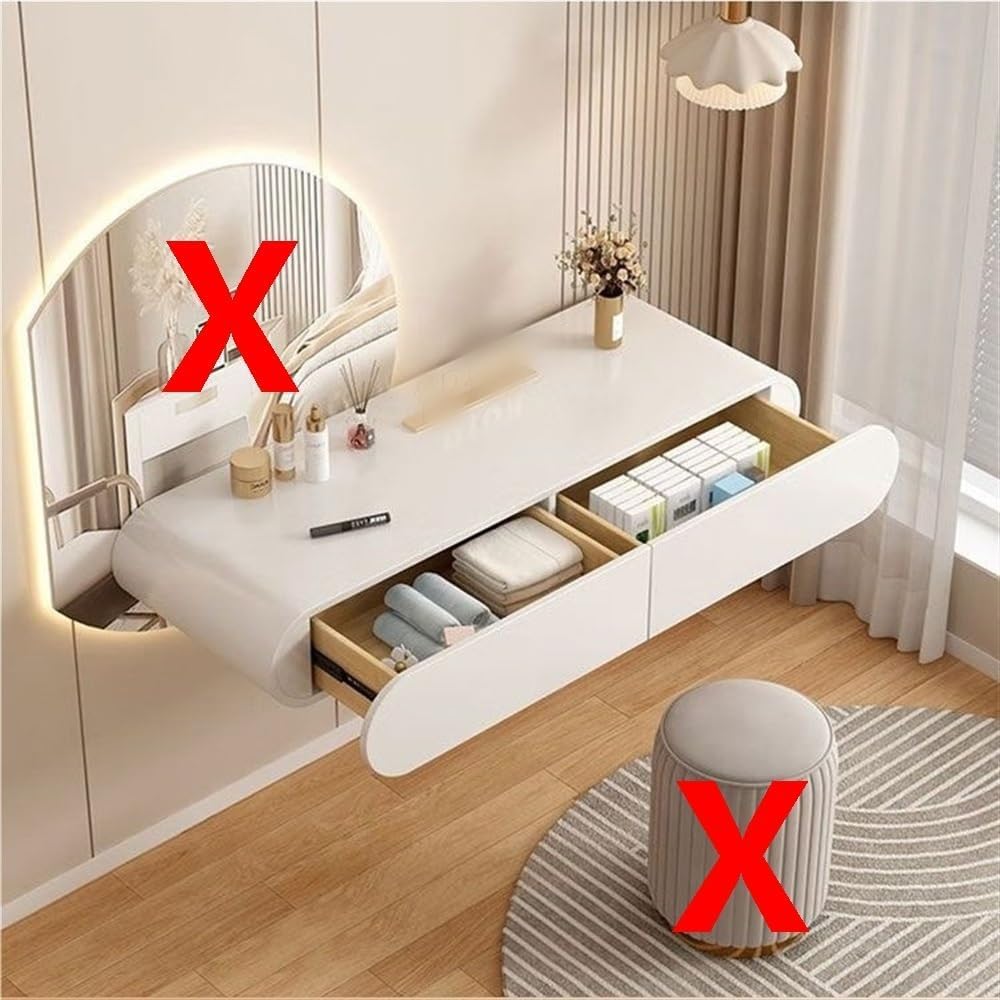 Floating Vanity Makeup Table with Drawers, Wall Mounted Makeup Vanity, Floating Desk, Space-Saving Corner Vanity Desk, Floating Dressing Table, Wall Vanity for Small Spaces,L