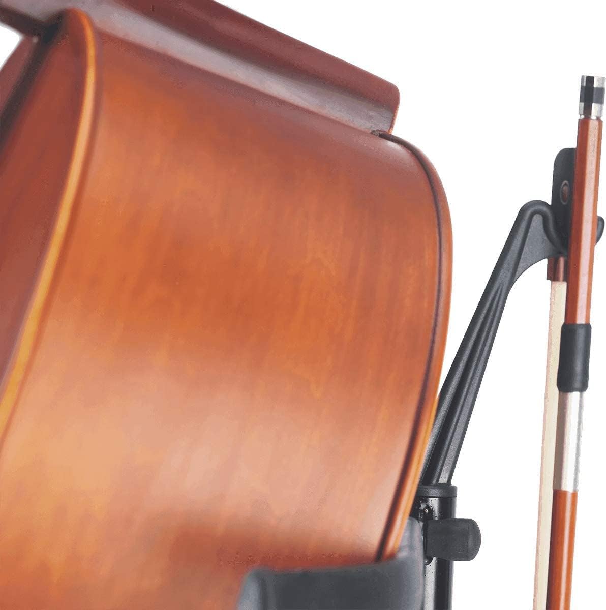 K&M Konig & Meyer 14100.011.55 Double Bass Stand | Adjustable Height & Support Covered Arms | V-Shaped End Pin Base | Compact Fold | For String Bass/Acoustic Guitars | German Made Black