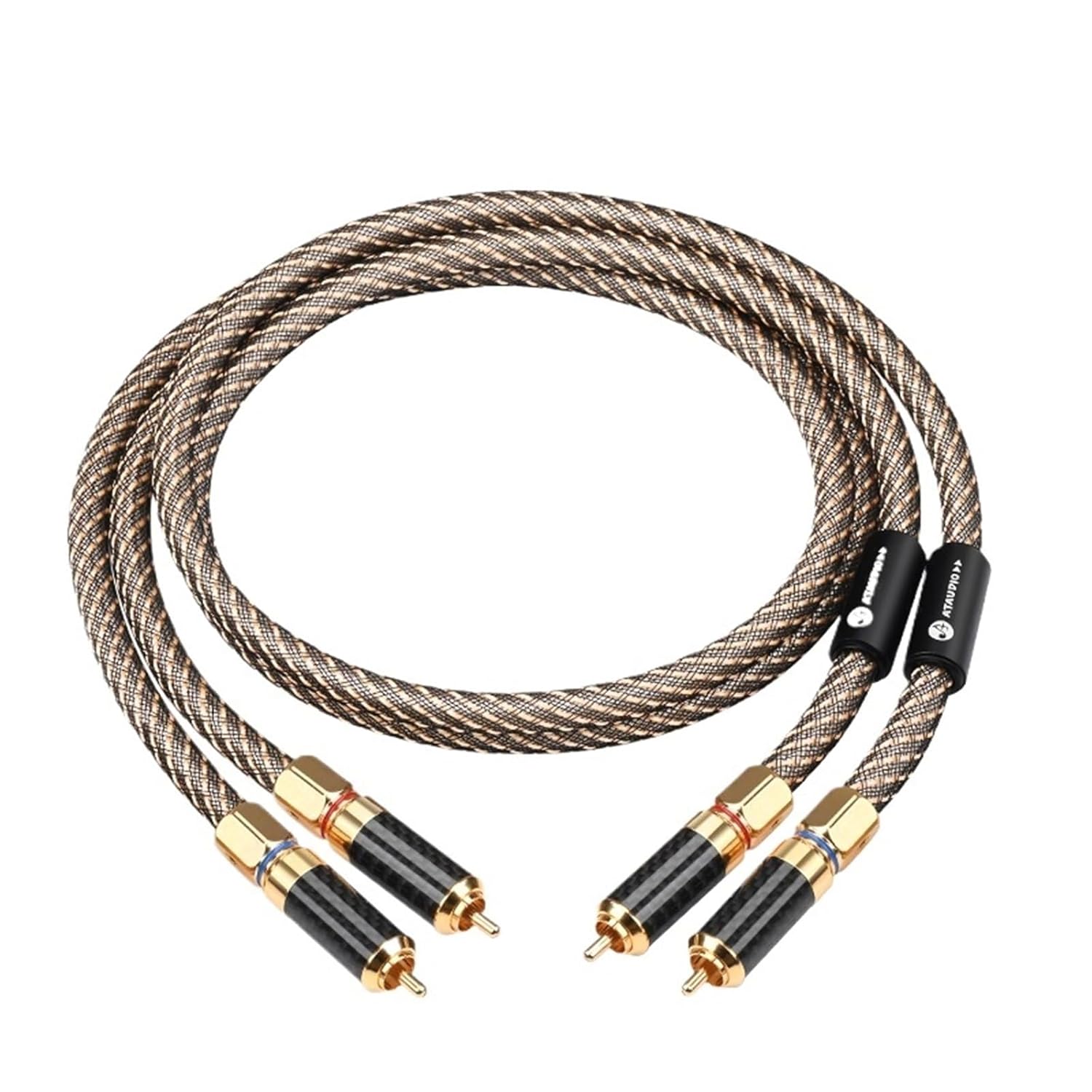 One Pair RCA Audio Cable OFC Silver Plated 2RCA to 2RCA Male to Male Connector Cable for Speaker Amplifier(2m)