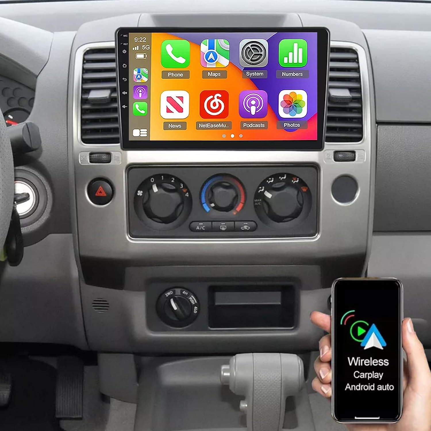 Car Stereo Radio for Nissan Qashqai 2007-2011, 7 inch Touch Screen Stereo NP300 Pathfinder Frontier X-Trail 2001-2011 with Wireless Carplay Android Auto Mirror Link GPS SWC WiFi FM-2+32G