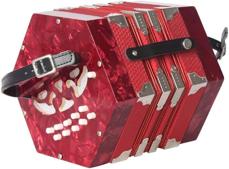 Button Anglo Concertina Concertina Accordion 20 Key Anglo-Style Concerto Portable Hexagon Accordion Adult Child Junior Professional Playing Musical Instrument Festival Birthday Gift