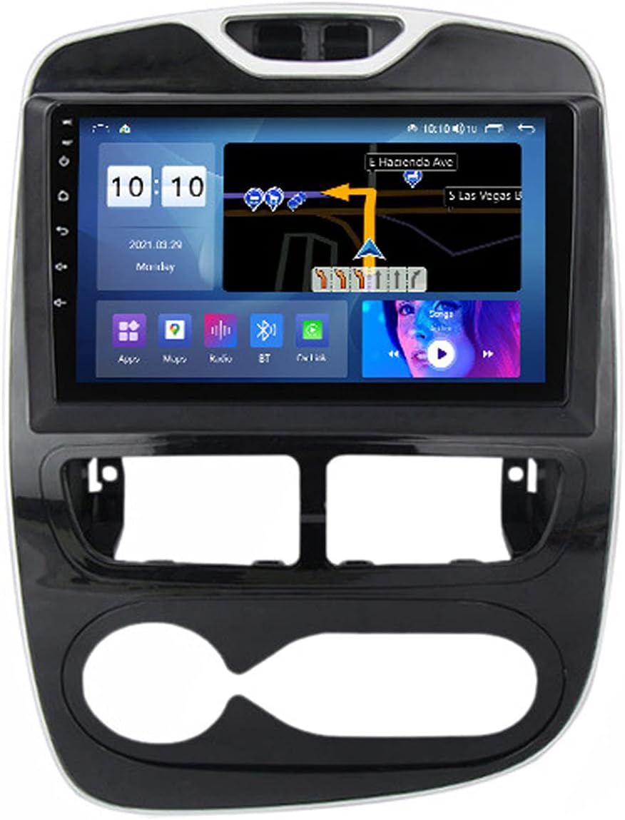 2 Din Bluetooth Car Radio 9'' Touch Screen Car Stereo Player FM Receiver with Rear Camera Support Carplay DSP RDS WiFi Steering Wheel Control for Renault Clio 4 2013-2018