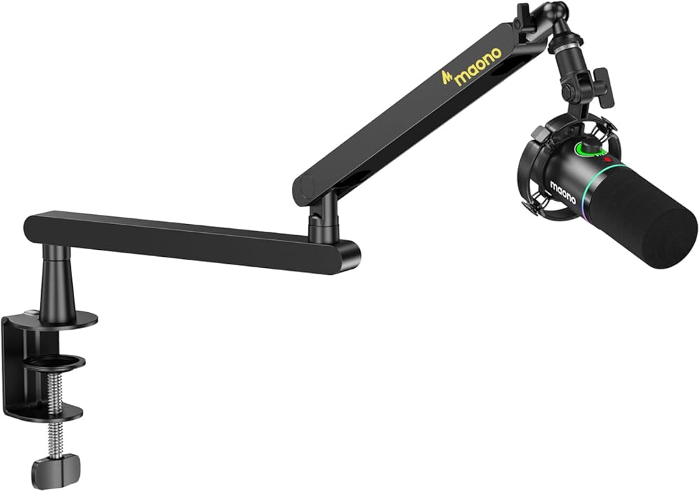 MAONO XLR/USB Dynamic Microphone Kit, RGB Gaming Mic Bundle for Podcast Studio Streaming Recording Vocal PD200X+BA92 Black