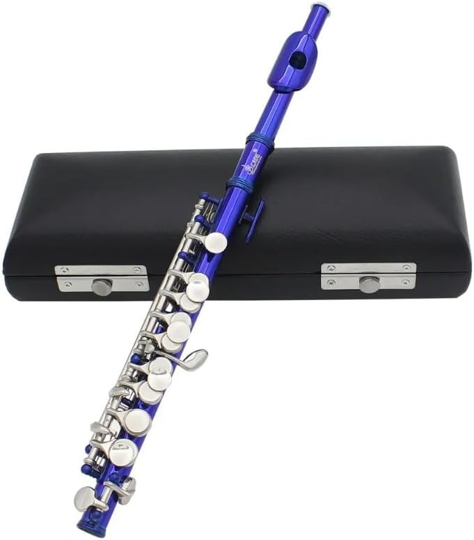16-Hole Piccolo in C Key – Multicolor Woodwind Instrument with, Compact Flute Alternative for Students, Beginners, Band Practice & Accessories (Blue Piccolo)
