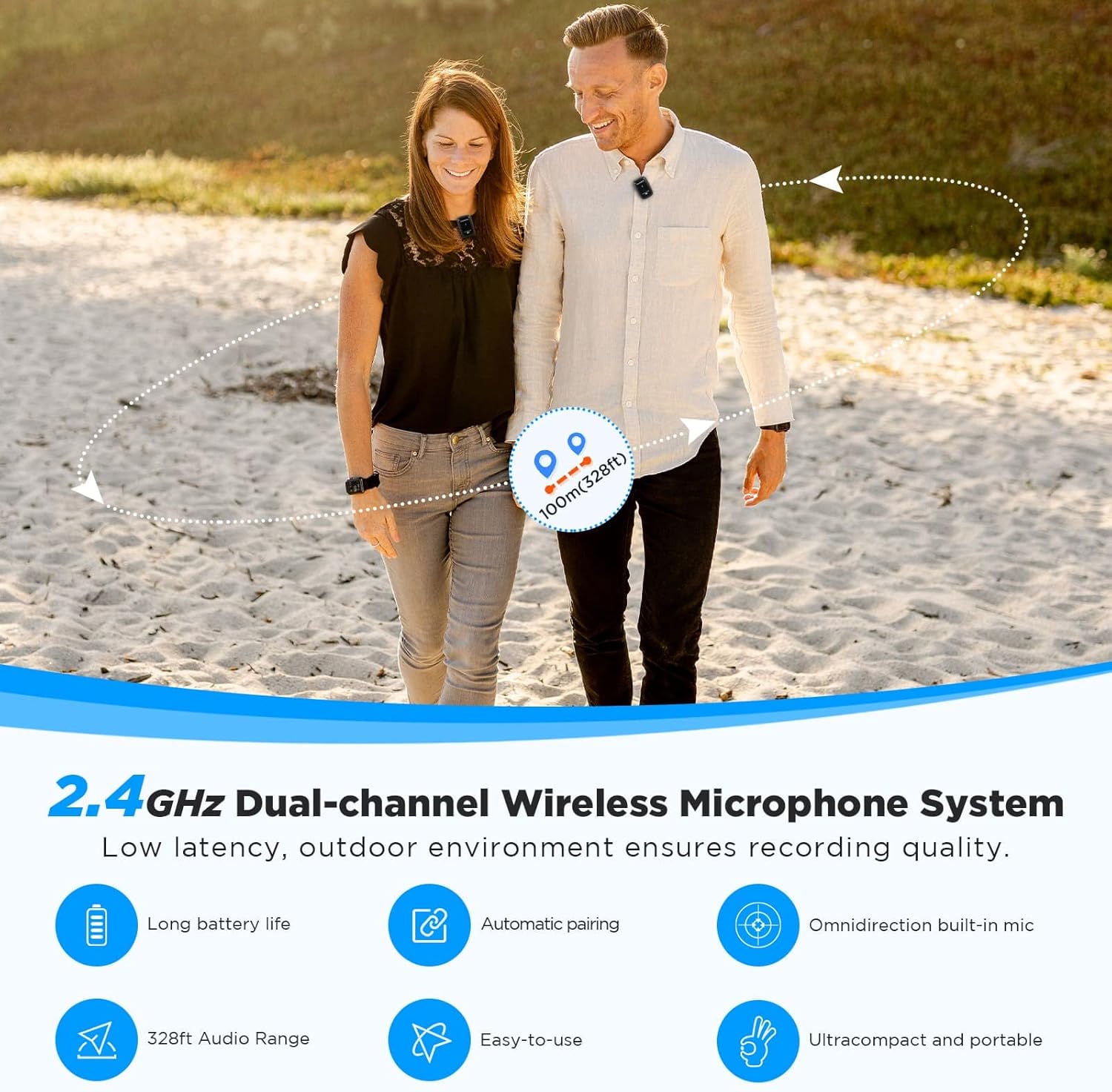 Saramonic Blink500 Prox Q20 Wireless Lavalier Microphones, 10-Hour Battery, Rechargeable Wireless Microphone for Camera, PC, iPhone, Andriod, Record Interview, Vlogs