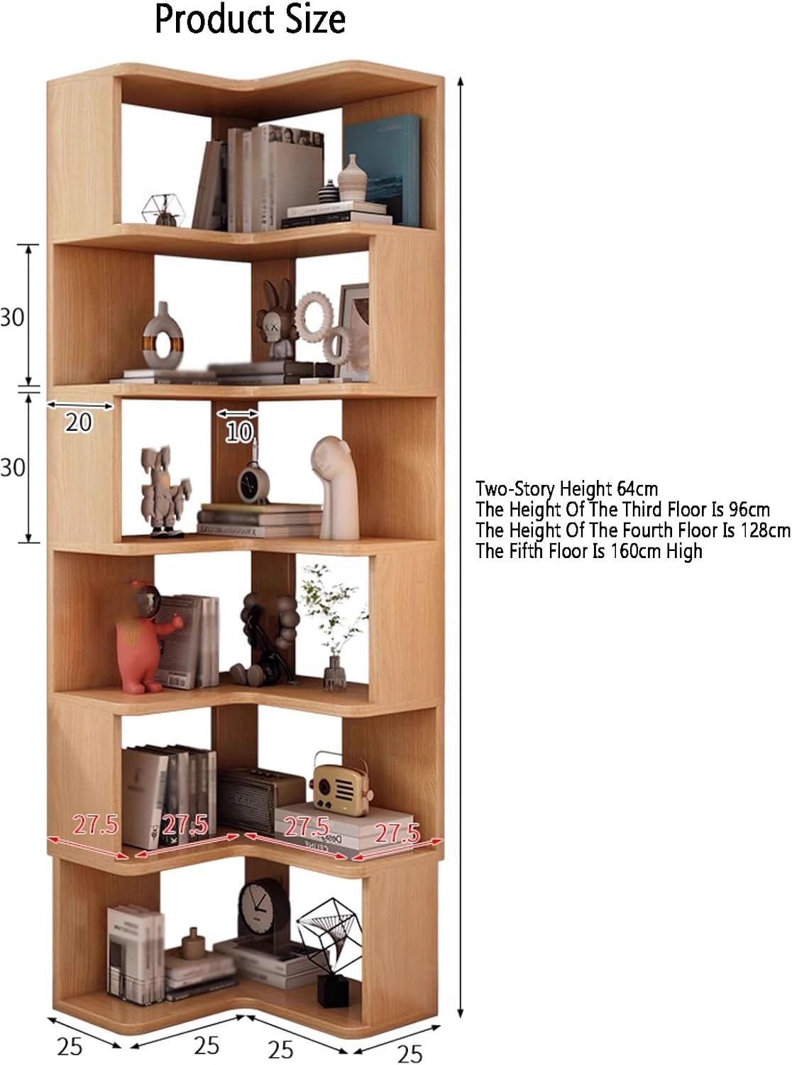 2/3/4/5 Layer Corner Bookcase, Industrial Bookshelf Wall Mounted,Storage Display Rack,Etagere Shelf Storage Rack,for Office,Living Room(White,4tier) (Black 3tier)