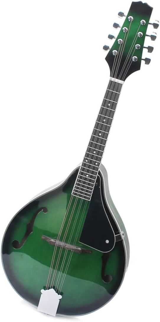 String Basswood A Style Mandolin with Adjustable Bridge and Steel Strings Acoustic Musical Instrument for Beginners and Stringed Instrument Enthusiasts with Green Color