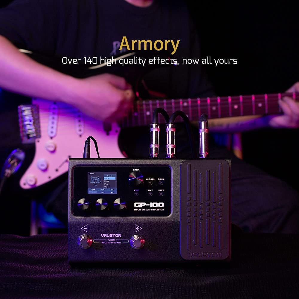Valeton Multi-Effects with Expression Pedal Guitar Bass Amp Modeling IR Cabinets Simulation Multi Language Stereo OTG USB Audio Interface GP-100