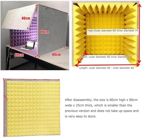 Portable Vocal Recording Booth,Isolation Booth,Desktop Soundproof Cover,self Made Sound Booth Box,Vocal Absorbing Shield,High Density Absorbent Foam to Filter Vocal