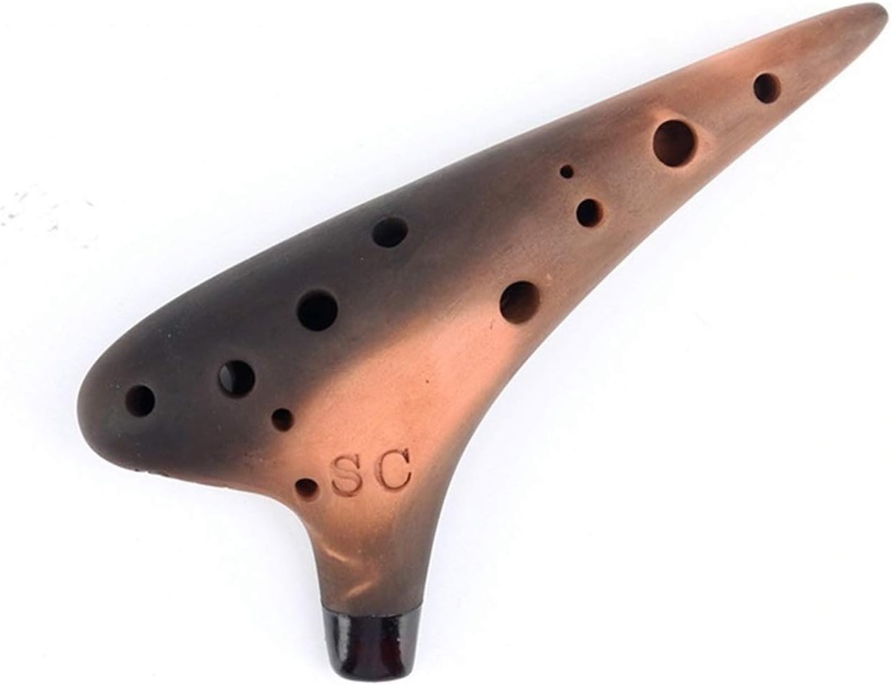 Brown Full Keys Ocarina 12 Holes Bright Glossy Glaze Music Instruments Woodwind Instrument(Color:Sc Key)
