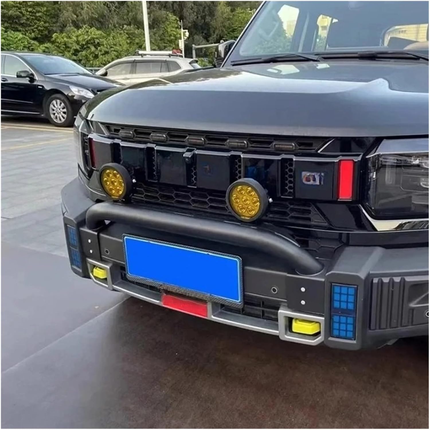 Compatible For Chery Jetour Traveller T2 2024, Small Bumper Front Bumper Anti-collision Front Bumper Modification Car Exterior Accessories(Yellow spotlight)