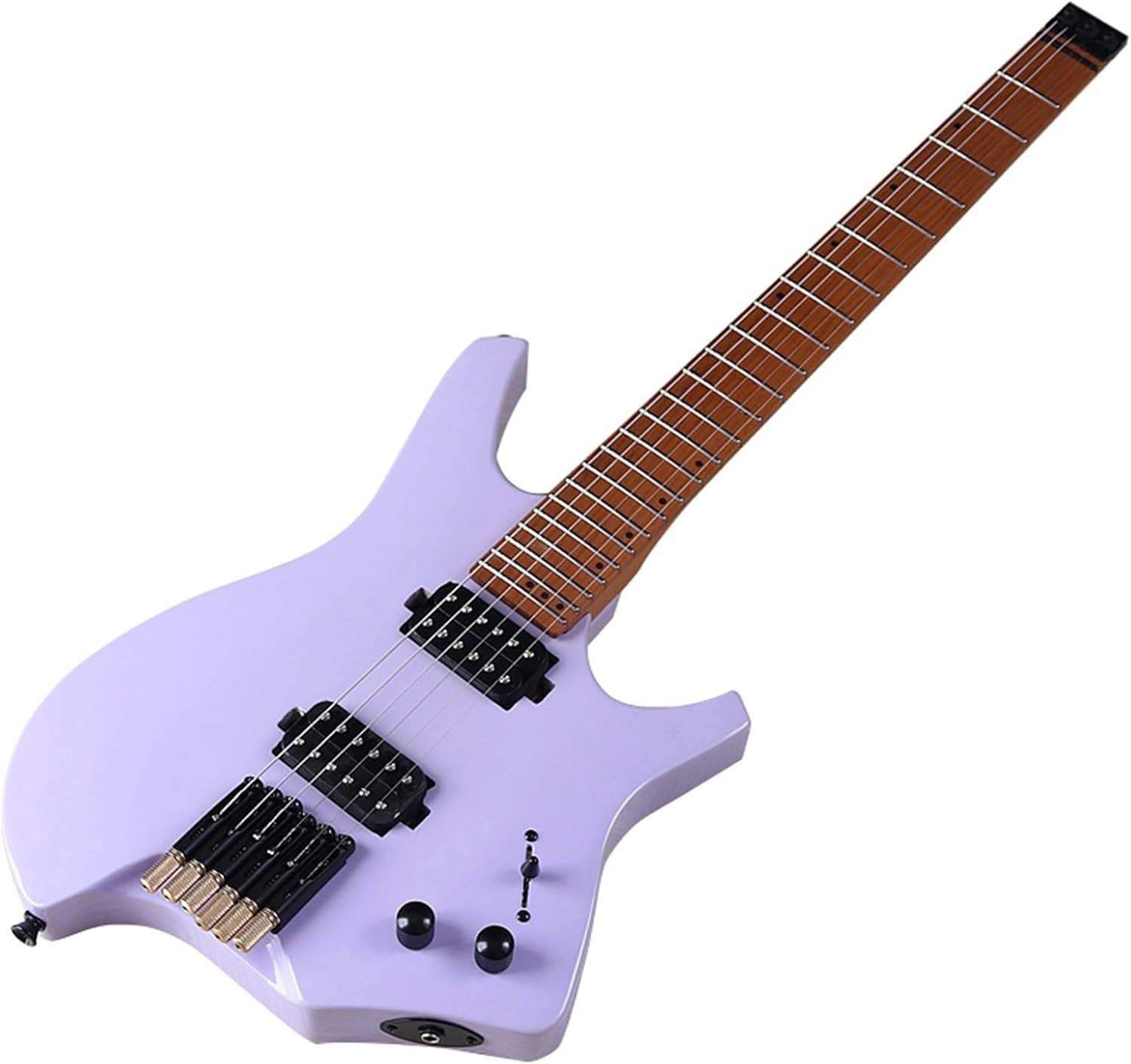 VENEKA Headless Electric Guitar High Gloss Headless Electric Guitar 30 Inch Travel Guitar Solid Basswood Body Canada Maple Fingerboard (Color : 01)