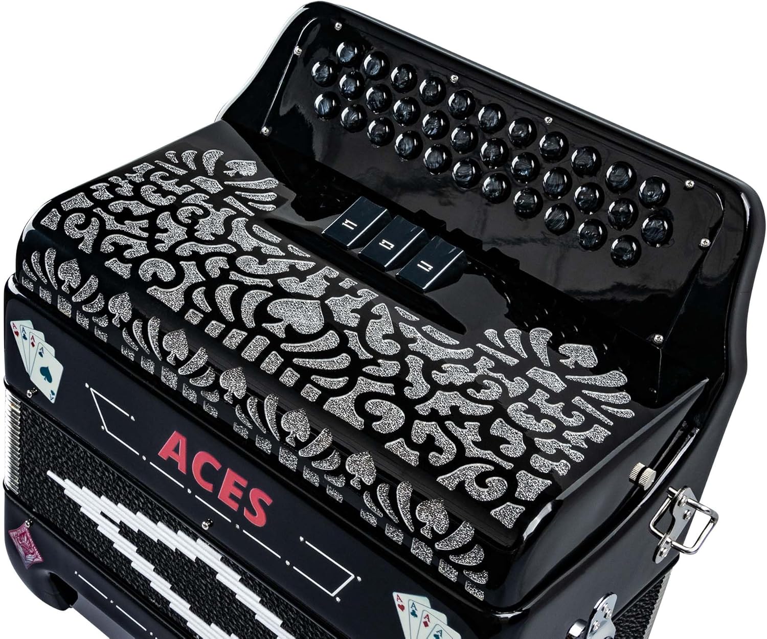 Hohner Hohnica Aces II 34-Button Accordion with 3 Registers - EAD Bundle with Gig Bag, Adjustable Straps, and Austin Bazaar Polishing Cloth