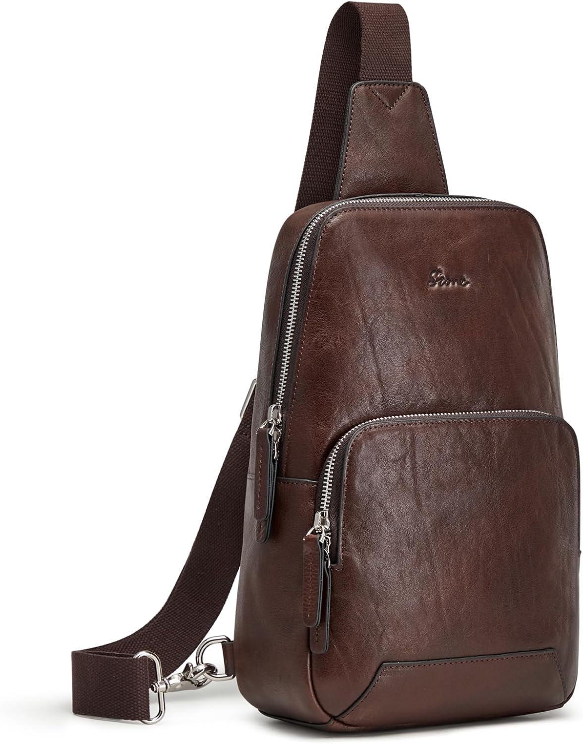 S-ZONE Sling Bag for Men Women RFID Blocking Genuine Leather Crossbody Shoulder Bag Backpack Hiking Daypack Travel | RFID Blocking, Genuine Leather, Hiking Daypack, Travel