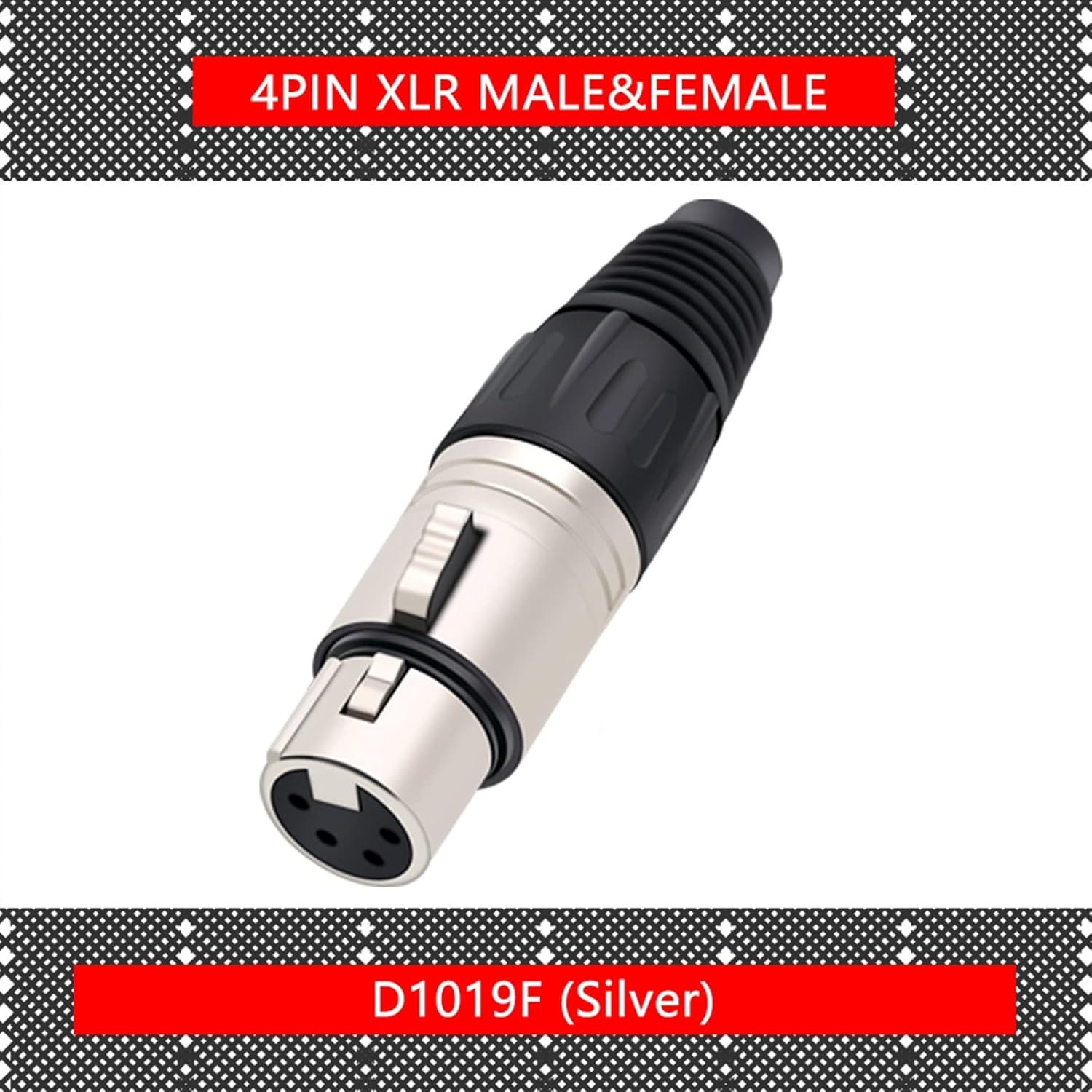 Male/Female 4Pin X L R Microphone Audio Cable Plug Connectors Cable Terminals Black Silver 10Pcs (Color : 10xF-Silver)