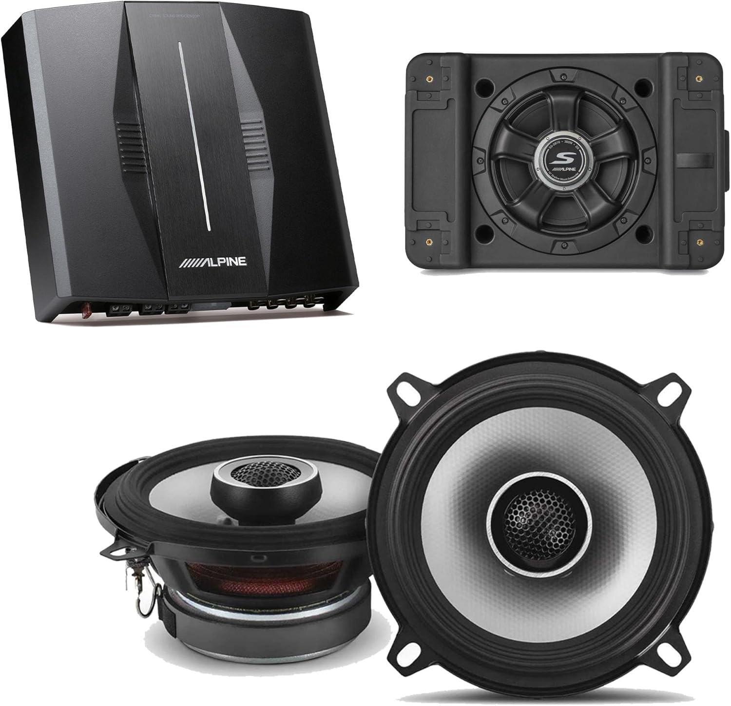 Alpine PXE-C80-88 OPTIM8 8-Channel Hi-Res DSP Amplifier w/SS-SB10 Subwoofer, S2-S50 Bundle