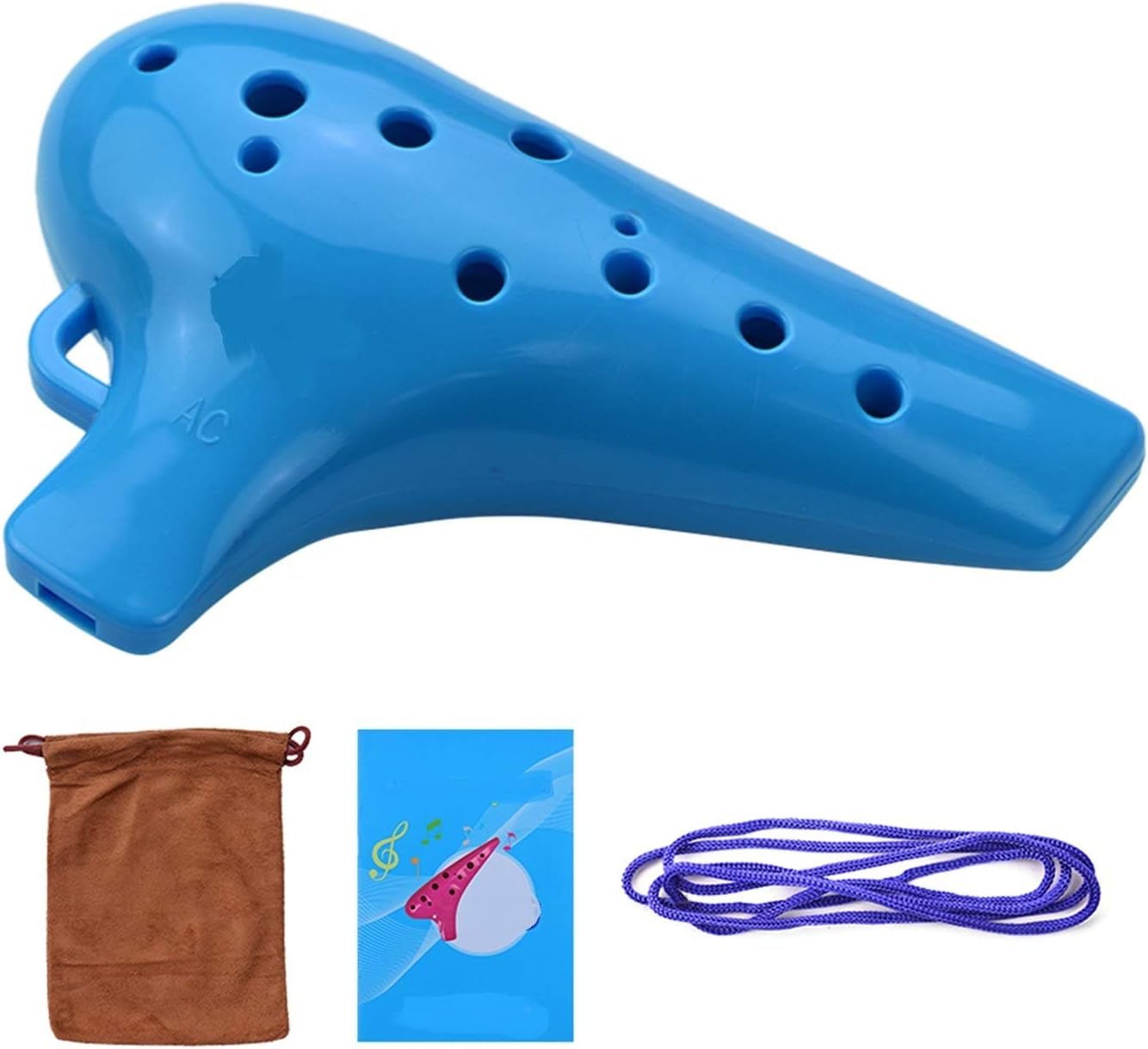 Alto C 12 Holes Ocarina ABS Material Ocarinas Wind Instrument with Music Score and Protective Bag for Beginners(OneColor)