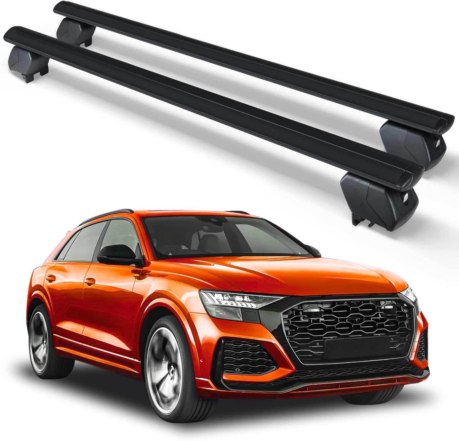 SUORTO Heavy Duty 300 LBS Roof Rack Cross Bars Compatible with 2019 2020 2021 2022 2023 2024 2025 Audi Q8 with Side Rails, Adjustable & Lockable Crossbars Cargo Carrier Rooftop Top Luggage Cars
