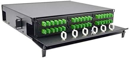 CableWholesale 2U Fiber Optic Rackmount Enclosure Patch Panel, Holds 6 LGX Adapter Plates/Cassettes/Modules -(Unloaded), Lexan Front Door, Black Powder Coat