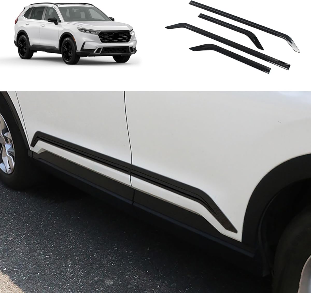 Body Side Trims Compatible with Honda CRV CR-V 2023 2024 2025 2026 Body Side Door Molding Cover Trims Exterior Car Accessories ABS 4PCS (Glossy Black Style)
