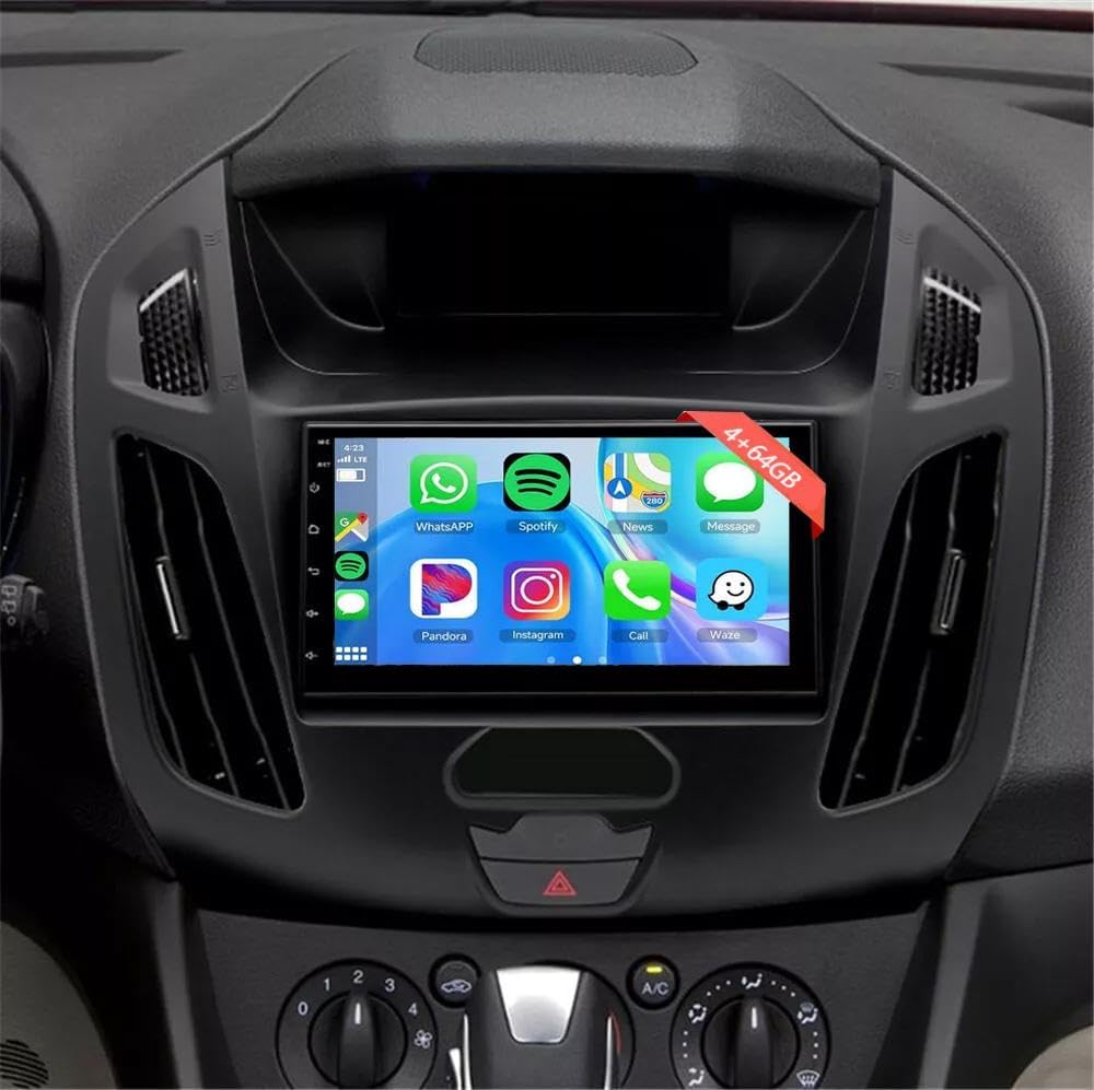 【4+64G】 Car Stereo 7 inch Android 14 for Ford Transit Connect 2014 2015 2016 2017 2018 Radio 2 Din HD Touch Screen Car Audio Receiver with Backup Camera GPS Navigation Bluetooth Head Unit