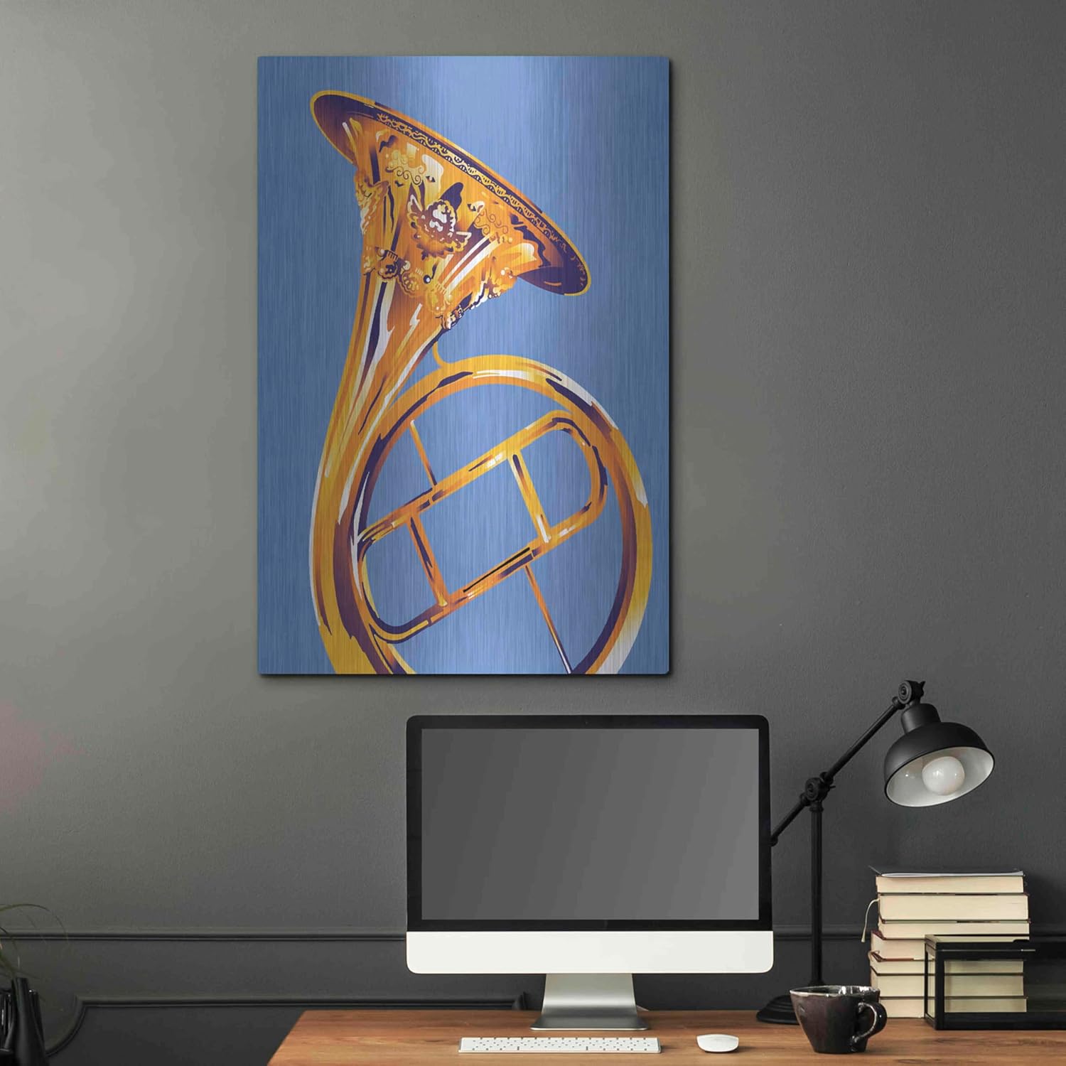 'French Horn 8' by David Chestnutt, Metal Wall Art, 24