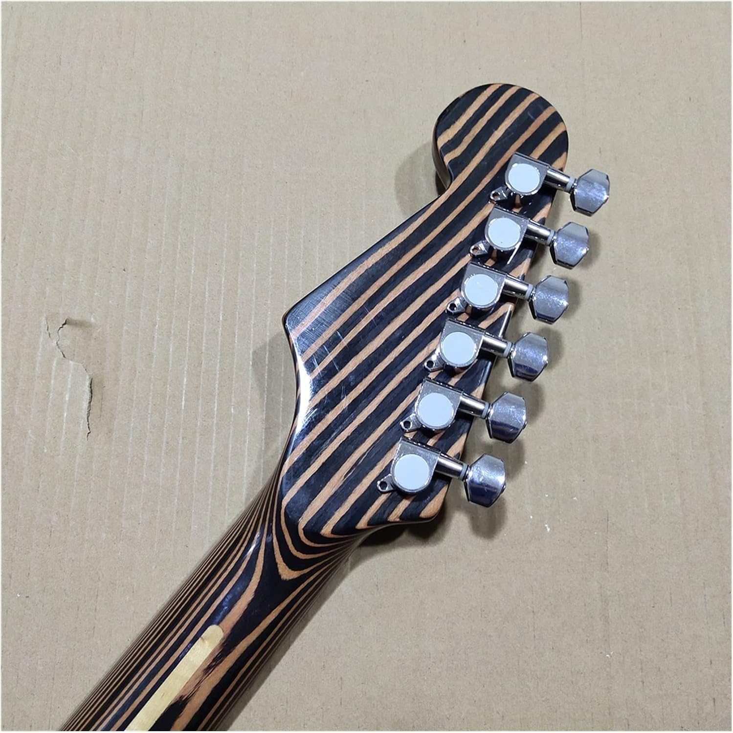 Zebra Wood Electric Guitar Neck Replacement 21 Frets and Tuners Peg Guitar ​Neck Replacement