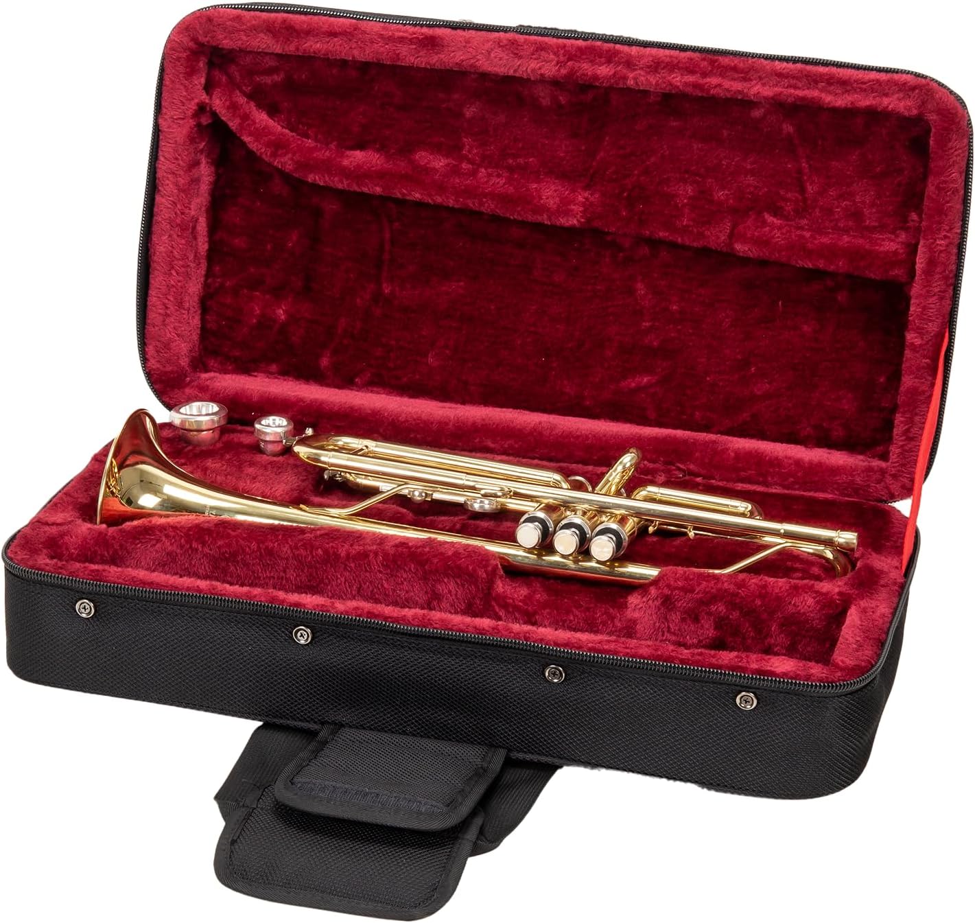 Crossrock Bb Trumpet Foam Case | Lightweight Black Gig Bag with Modern Fabric, Plush Interior & Storage Compartments (CRP300TRBK-R)