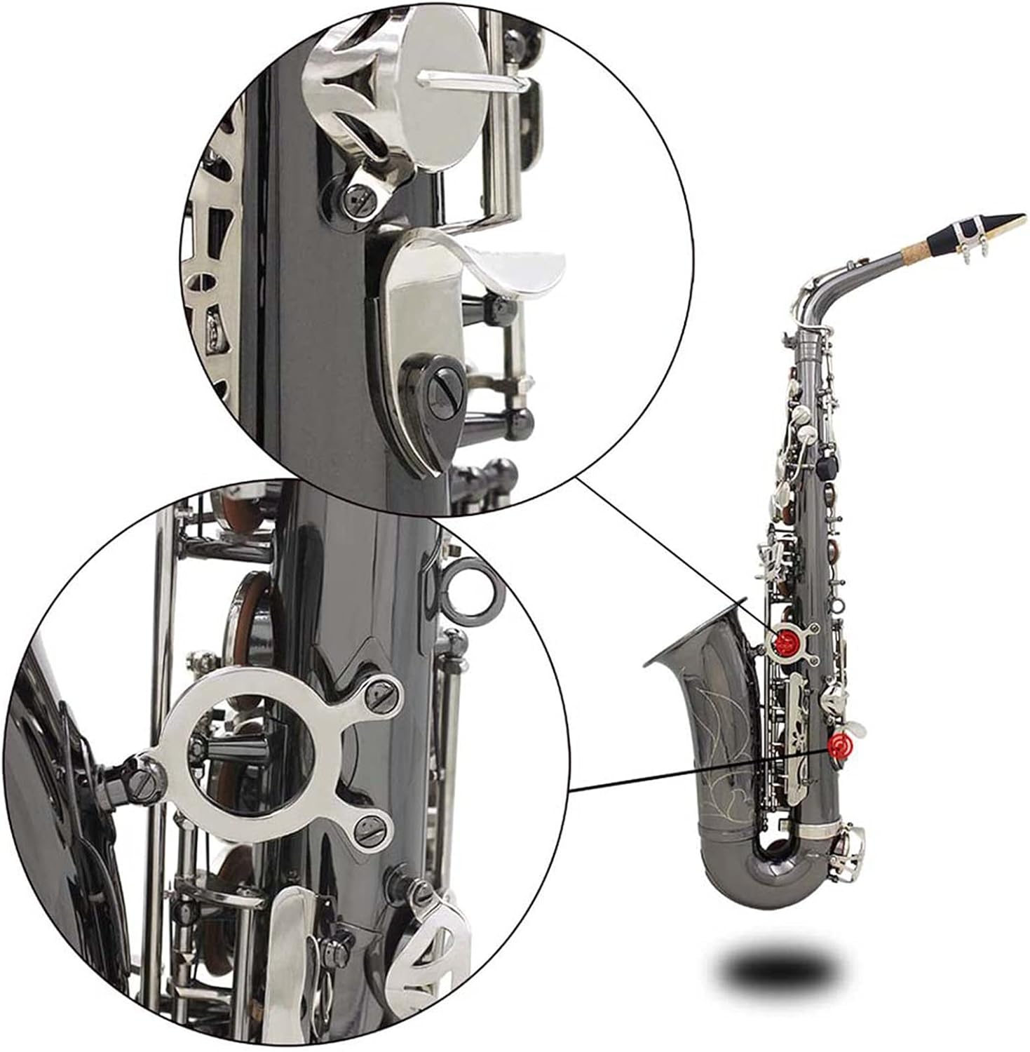 Student Saxophone Alto Saxophone Black-Plated Nickel Wind Instrument for Beginners Saxophone Set