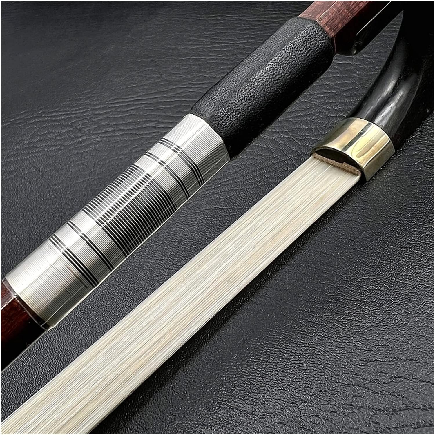 TSTS Germany Style Pernambuco Carbon Fiber 3/4 Upright Double Bass Bow Copper Mounted White Horsehair Horsetail Professional Violin Bow