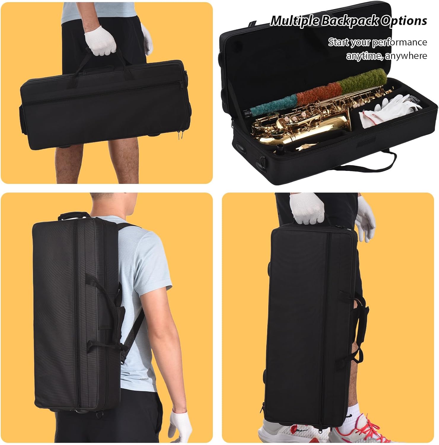 EB Alto Saxophone Brass Lacquered Gold E Flat Sax 875 Key Type Woodwind Instrument with Cleaning Brush Cloth Gloves Strap Padded Case