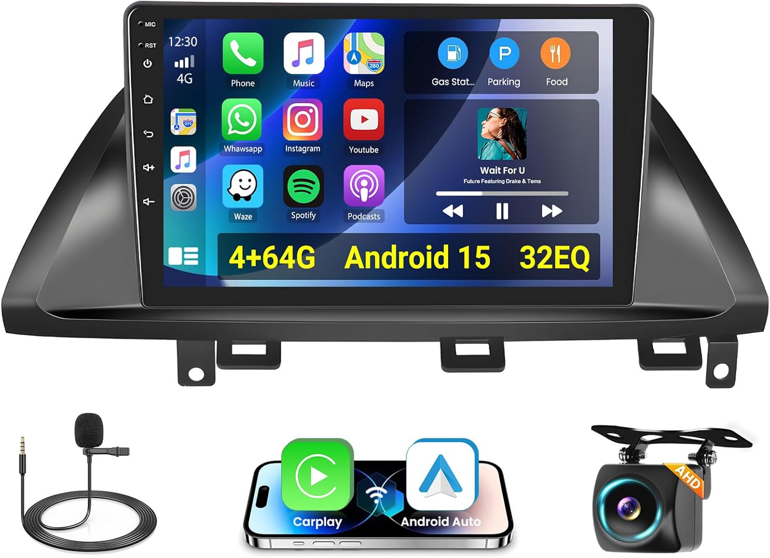 4+64G for Honda Odyssey 2005 2006 2007 2008 2009 2010 Android 15 Car Stereo with Wireless CarPlay Android Auto, 10.1 Inch Touchscreen Car Radio WiFi GPS Bluetooth 5.0 FM/RDS 32EQ USB Backup Camera