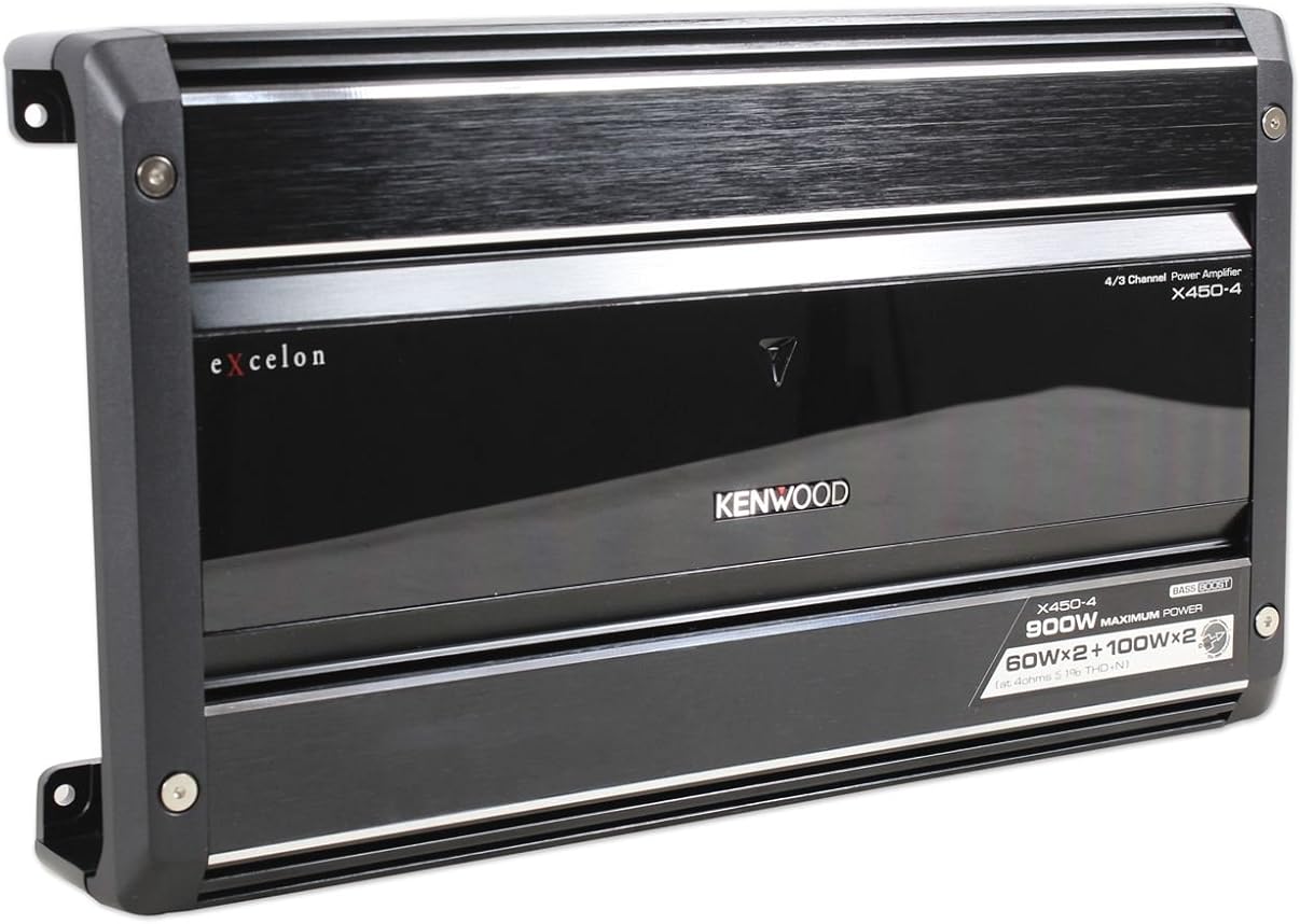 Kenwood eXcelon X450-4 Car Amplifier - 2 x 100 W @ 4 Ohm - 2 x 150 W @ 2 Ohm - 900 W PMPO - 4 Channel