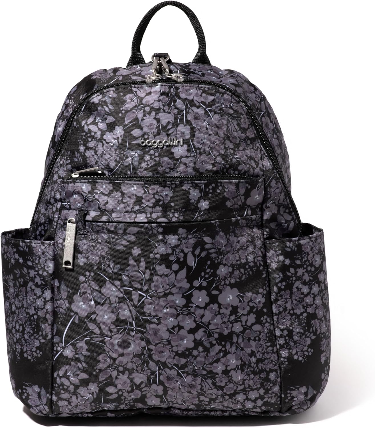 Baggallini Securtex Anti-Theft Vacation Backpack Black Hydrangea