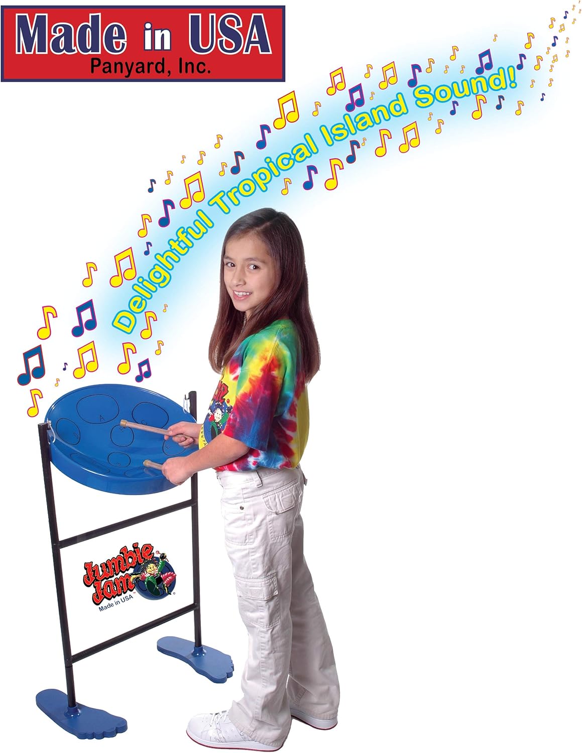 Jumbie Jam Authentic Steel Drum Steel Finish with Tube Floor Stand