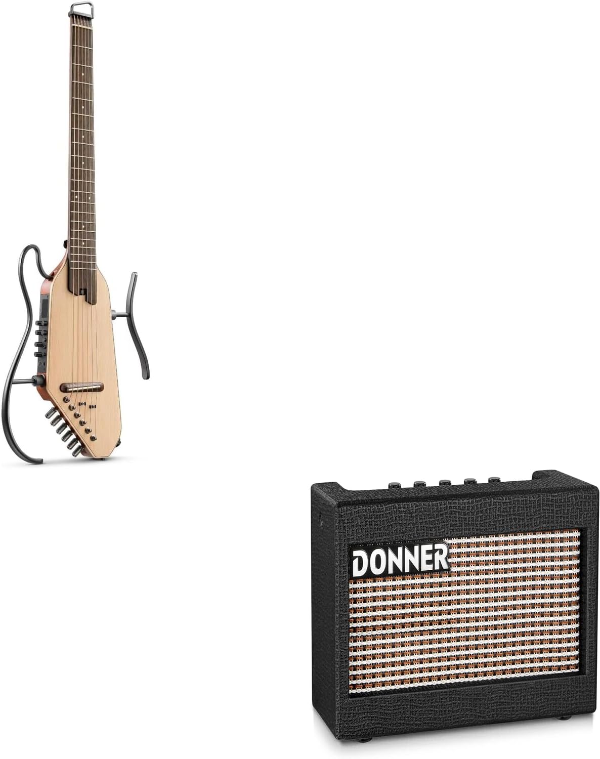 Acoustic Electric Guitar Travel Guitar with Multiple Effect Modes Smart Guitarra Kit and Mini Electric Guitar Amp Wooden 3W Small Guitar Amplifier