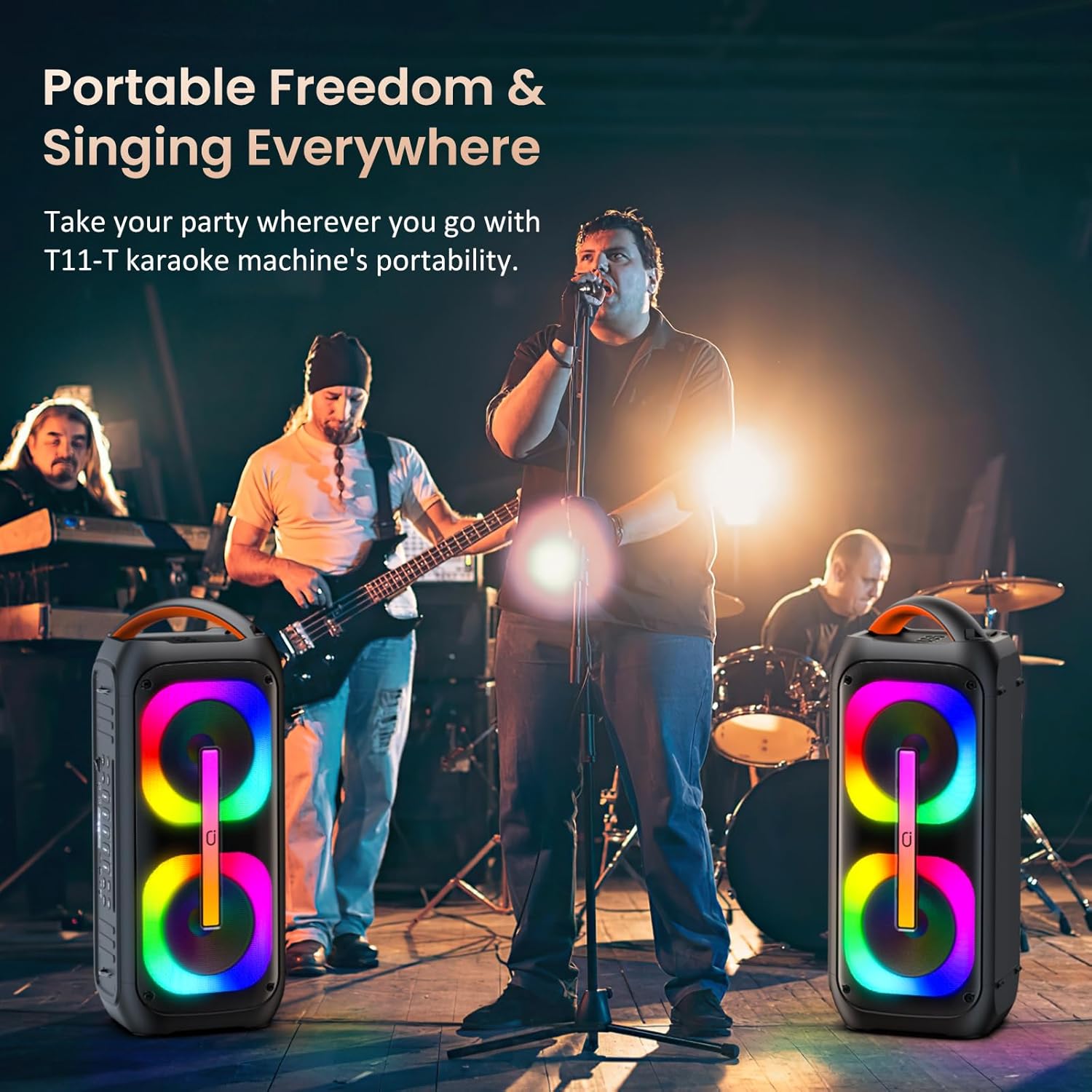 Karaoke Machine with 2 Wireless Microphones, 【Dual 60W 6.5