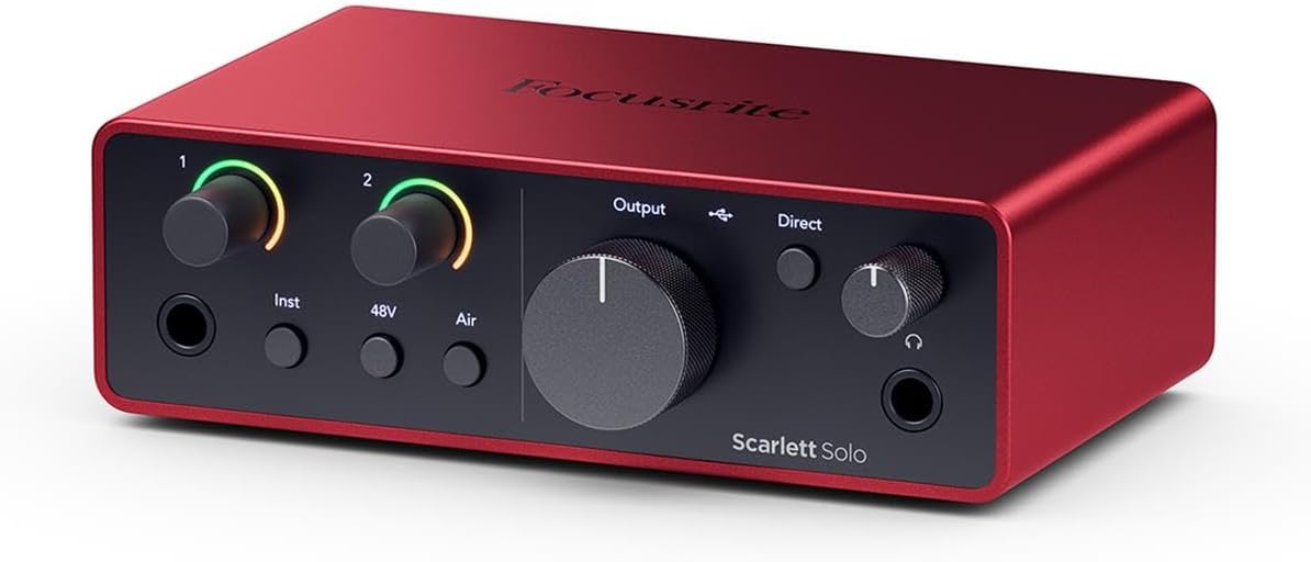 Focusrite Scarlett Solo 4rd Gen USB Audio Interface for PC + Slinger HD-1 Case Bundle, Pro Sound, Ultimate Protection