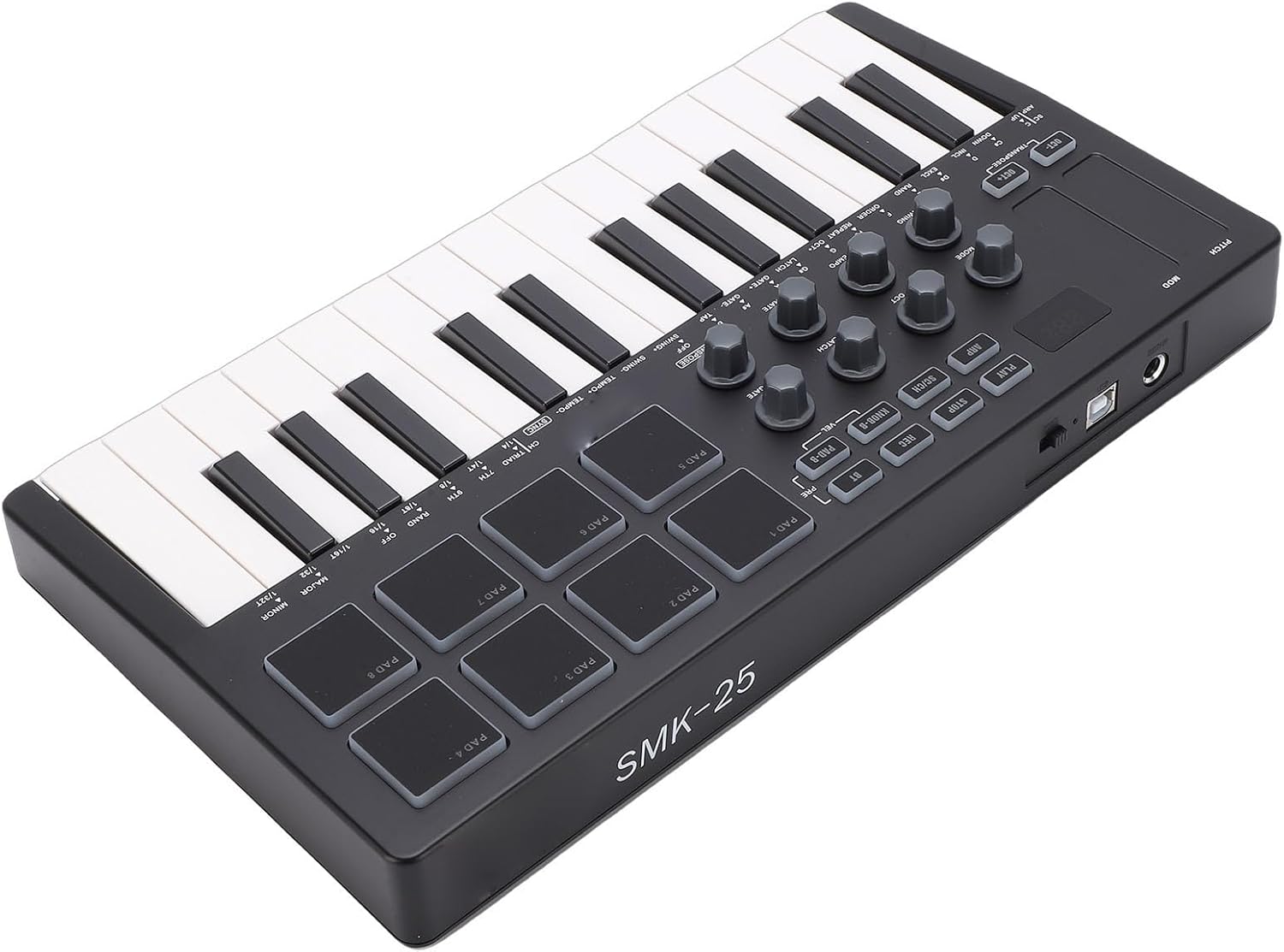 LiebeWH MIDI Keyboard Controller 25 Key Portable Music Production with 8 RGB Pads Connectivity for Computer Recording
