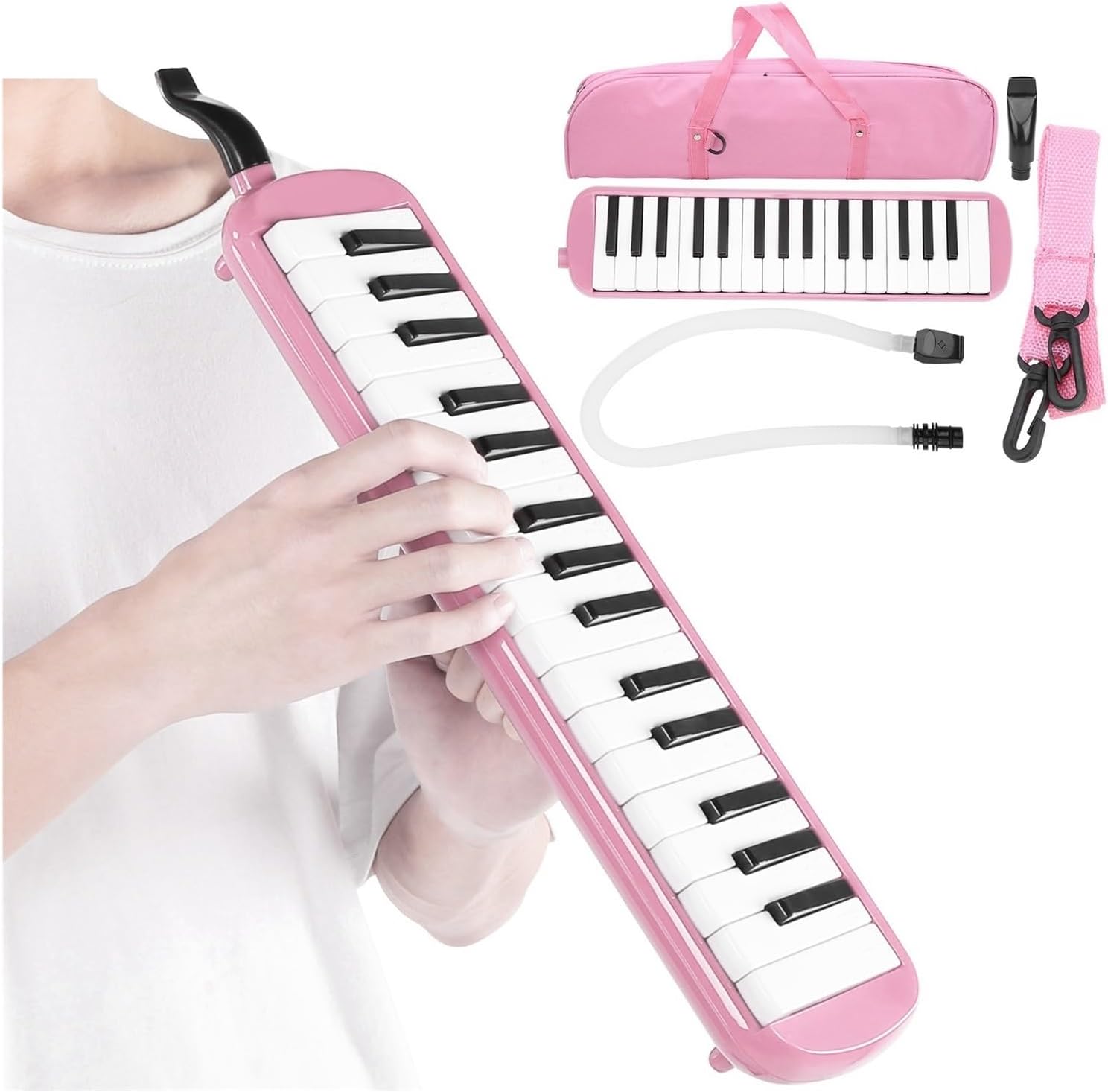 Melodica 32 Key Melodica Wind Musical Instrument Suitable for Beginner Practice Bag(Black)