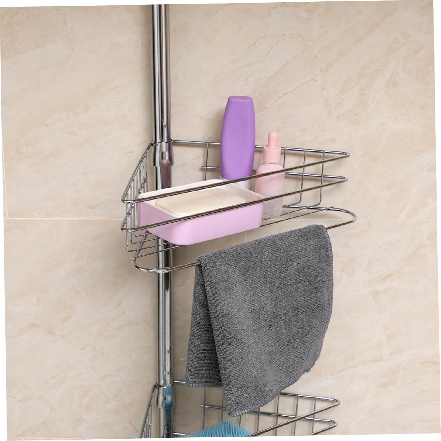 4tier Corner Shelf Rack Telescopic Shower Storage Organizer Wall Mount Bath Organizer