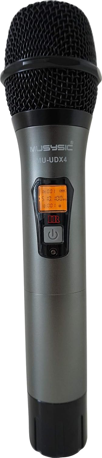 MUSYSIC 4-Channel Professional Wireless UHF Microphone System, 300ft Range 4x40 Adjustable Frequency Dynamic Handheld Microphones for Singing, Karaoke, Church, DJ